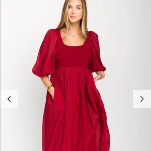Worth Collective Red Raina Midi Dress